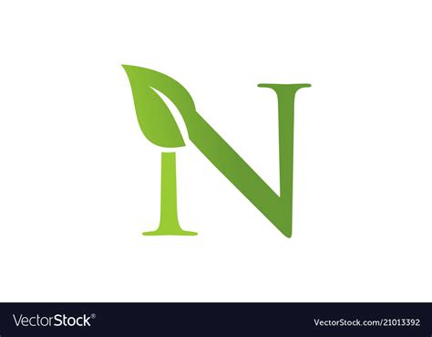 Letter N Leaf Nature Logo Royalty Free Vector Image