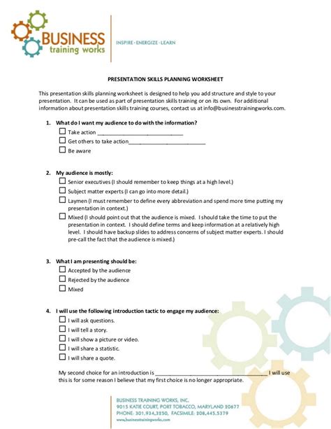 Presentation Skills Planningworksheet