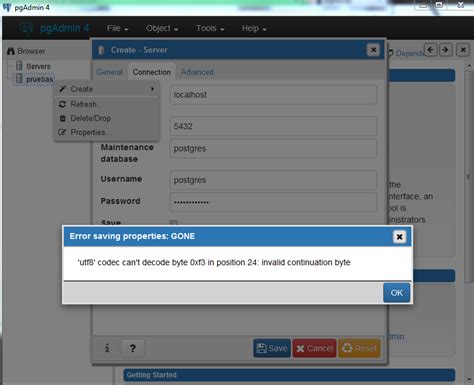 Postgresql Error Creating Server With Pgadmin Unix Server Solutions