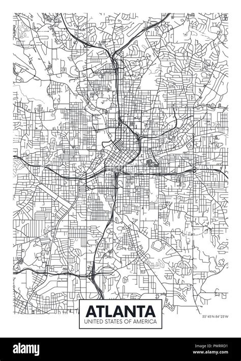 City Map Atlanta Travel Vector Poster Design Detailed Plan Of The City