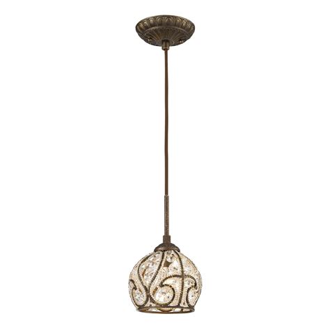 Acanthus and crystal 68 wide bronze chandelier. ELK 15976-1 Elizabethan Modern Dark Bronze Mini Hanging Pendant Light - ELK-15976-1