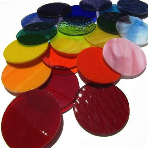 60 Precut Stained Glass Circles In An Assortment Of Rainbow Stained