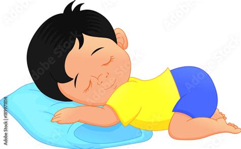 Cute Little Boy Sleeping On A Pillow Cartoon Stock Vector Adobe Stock