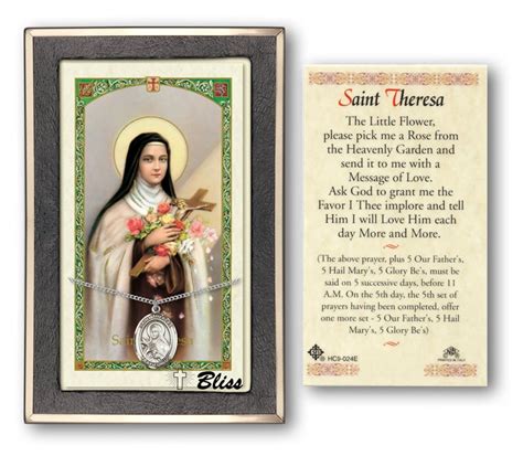 Saint Theresa Prayer Card With Medal Pendant