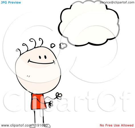 Cartoon Of A Stick Boy Thinking Royalty Free Vector