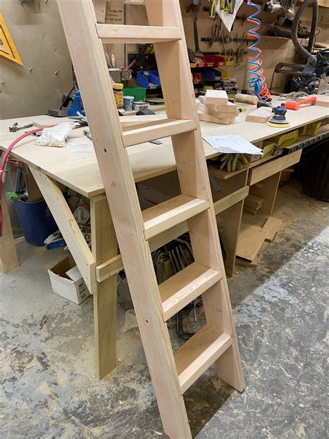 Oak Wood Ladder Library Ladder Unassembled