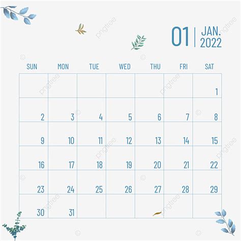 January Calendar Vector Hd Png Images 2022 January Calendar Plant