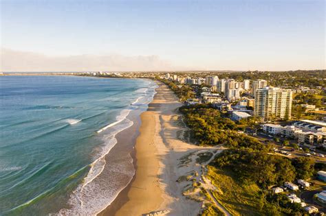 Aerial View Of The Beach Shore Sunshine Coast Queensland Australia