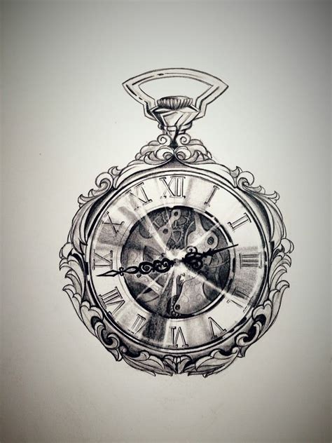 Draw Pocket Watch Tattoo Design Pocket Watch Tattoos Clock Tattoo