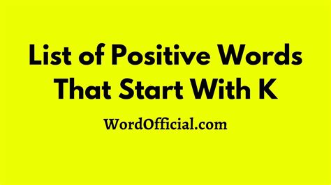 List Of Positive Words That Start With K Word Official