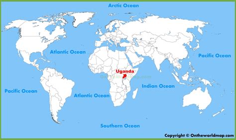World map highlighting location of uganda and australia, and country map of uganda. Uganda location on the World Map