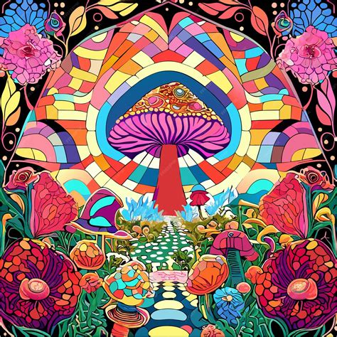 Premium Vector | Nature's symphony mushroom mosaic and floral labyrinth