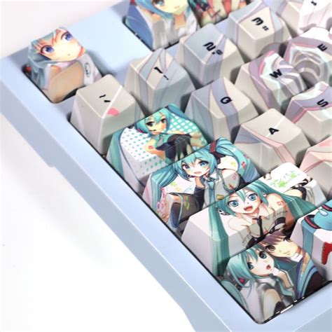 Hatsune Miku Keycaps 108 Key Japanese Anime Cute Mechanical Keyboard