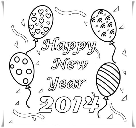 2014 Happy New Year Card Coloring Pages New Year Coloring Pages