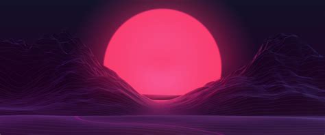 Big Sun Neon Mountains 4k Hd Artist 4k Wallpapers Images