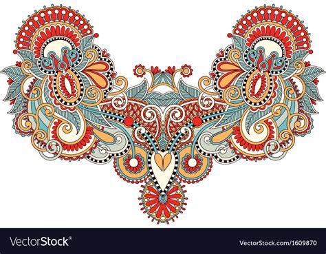 Neckline Embroidery Fashion Royalty Free Vector Image