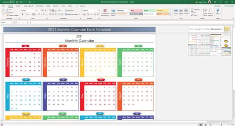 2021 Editable Excel Calendar