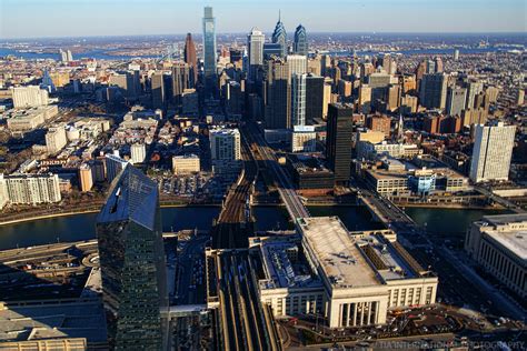 Aerial View Philadelphia Skyline 30th Street Station Tia