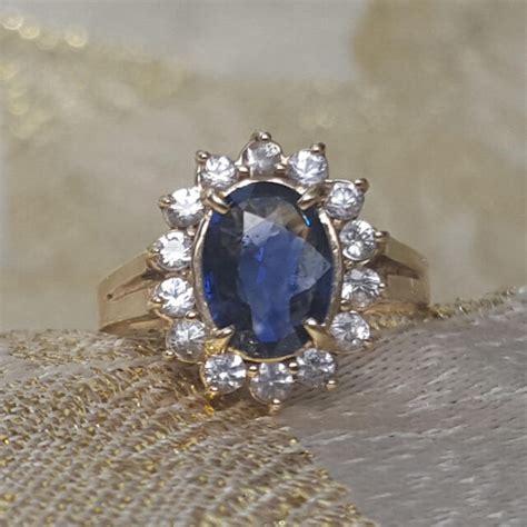Ct Real Blue Sapphire Princess Diana Ring Solid K White Gold
