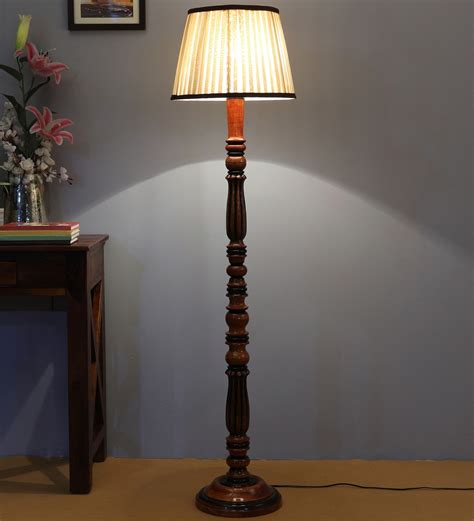 Buy Brown Fabric Shade Floor Lamp With Brown Base By Beverly Studio