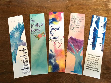 Watercolored Bible Verse Bookmarks Set Of 5 Christian T