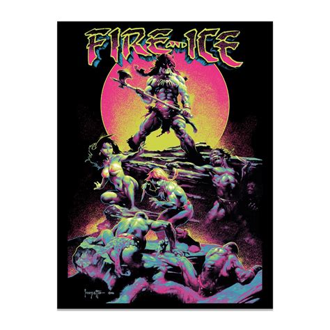 Frank Frazetta Fire And Ice Flocked Blacklight Poster 18x24