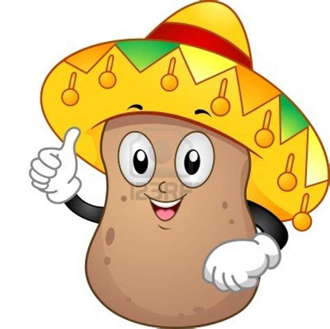 Illustration Of A Potato Mascot Wearing A Mexican Hat Mascotas
