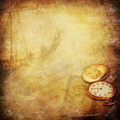 14267426 Wallpaper With Sailing Ship A Pocket Watch An Old Photo Of A