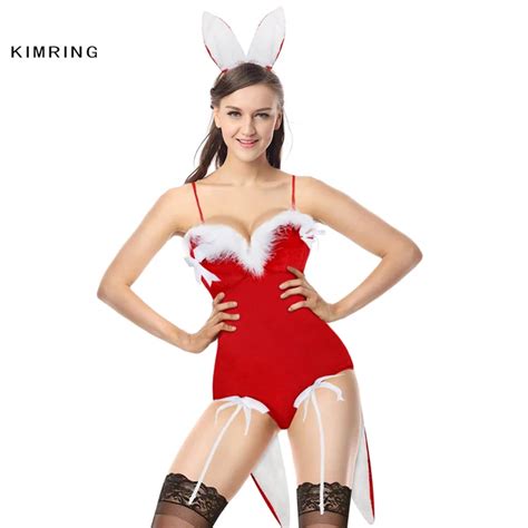 Aliexpress Com Buy Kimring Women Christmas Bodysuit Sexy Red