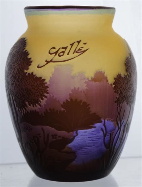 Emile Galle Amethyst Cameo Art Glass Cabinet Vase