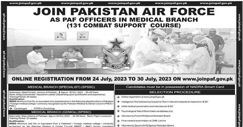 Join Pakistan Air Force Paf As Medical Officer Jobs 2023 Advertisement