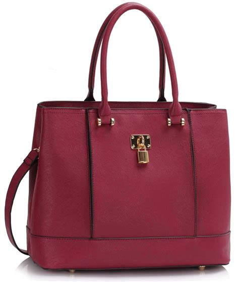 Ls00415 Burgundy Tote Shoulder Bag