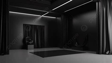 Designer Booth Showcased In Contemporary Black Studio Room 3d Render