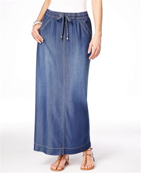 Inc International Concepts Drawstring Waist Denim Maxi Skirt Only At Macy S Skirts Women