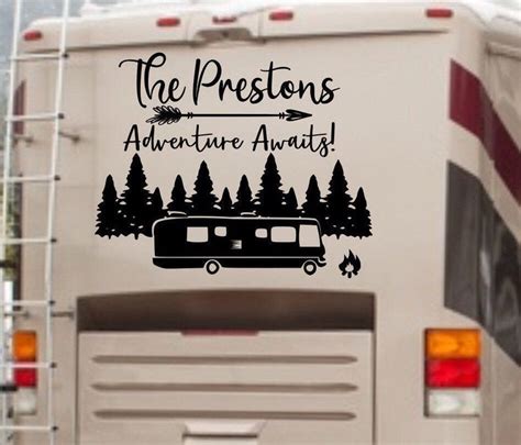 Rv Last Name Decal Adventure Awaits Motorhome Decal Camper Decal
