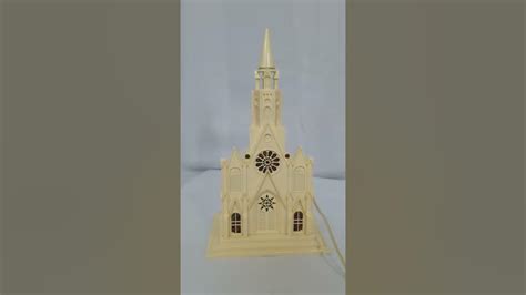 Sold Raylite Vintage Light Up Music Box Cathedral Church Stained Glass