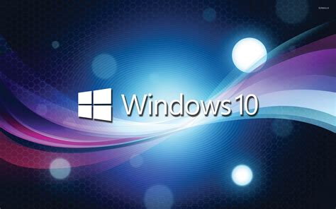 Free Download Windows 10 White Text Logo Over The Blue Cuves Wallpaper