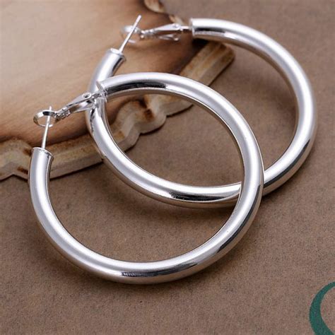 Shop silver hoop earrings from kay, your jewelry store for hoops. 925 Sterling Silver Hoop Pierced Earrings L100 | eBay
