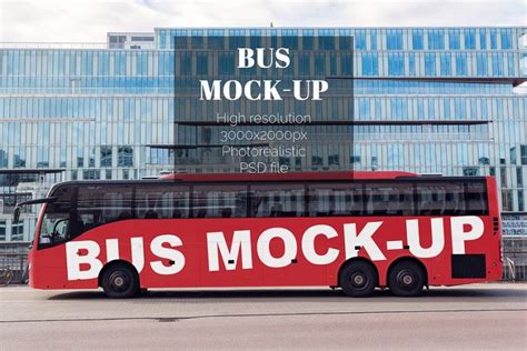 bus mockup psd  branding  ad graphic cloud