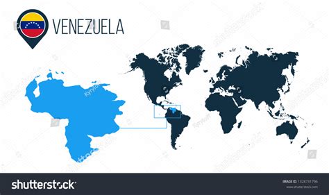Venezuela Map Located On A World Map With Flag Royalty Free Stock