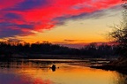 Beautiful sunset over the river-red sky-free photo and download ...