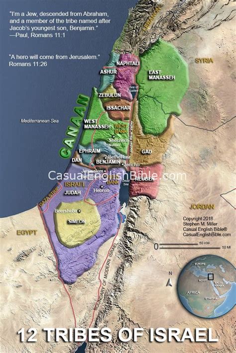 Map 12 Tribes Of Israel Casual English Bible