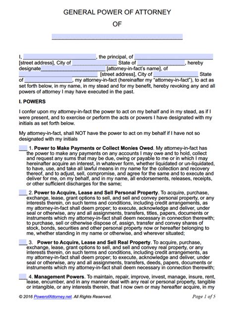 general financial power  attorney forms  templates power