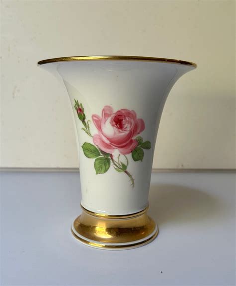 Antique Meissen Hand Painted Pink Rose Bud Porcelain Vase Etsy