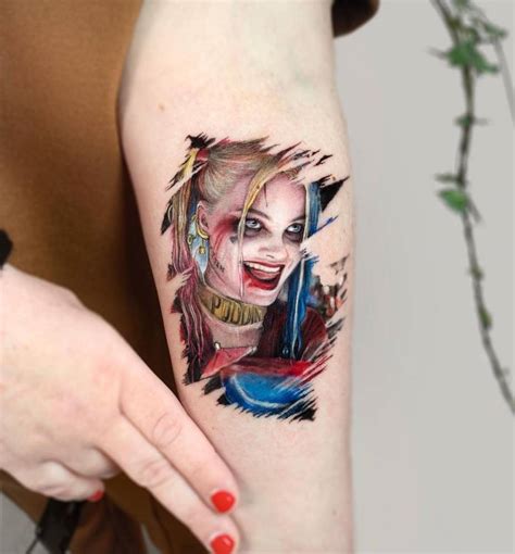 Harley Quinn Portrait Tattoo Located On The Inner
