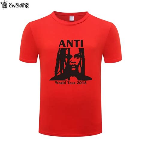 Music Rihanna Anti World Tour 2016 Print Men T Shirt Hip Hop T Shirts Men Cotton Short Sleeve