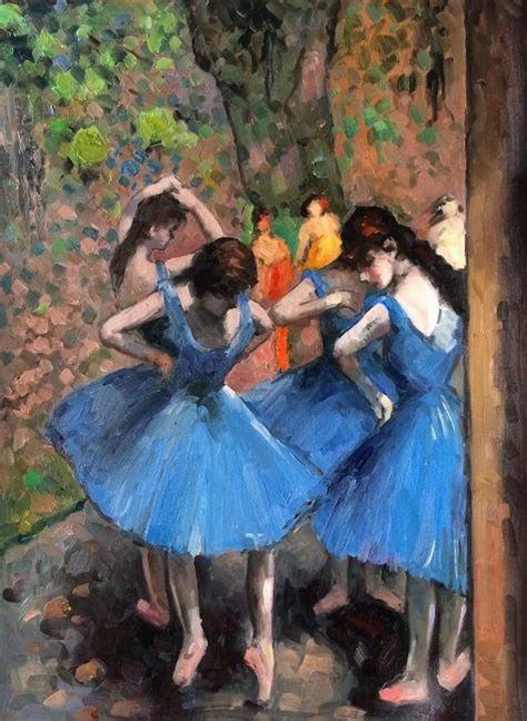 Degas Reproduction Oil Painting Degas Dancers In Blue