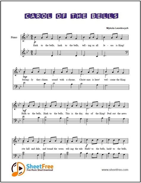 You can also take advantage of the recording after buying the sheet music to improve your playing skill on the particular level of arrangement. Carol of The Bells Sheet Music for Piano Download