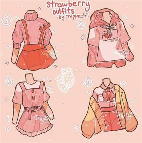Strawberry Outfits Cute Drawings Drawing Anime Clothes Kawaii Drawings