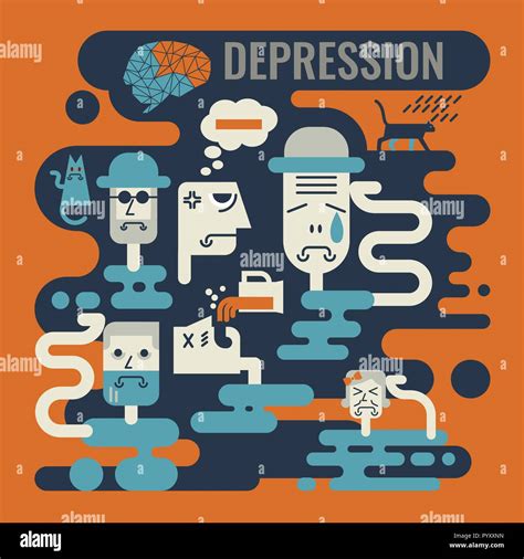 Illustration Of Graphic Design Depression Concept Background Stock